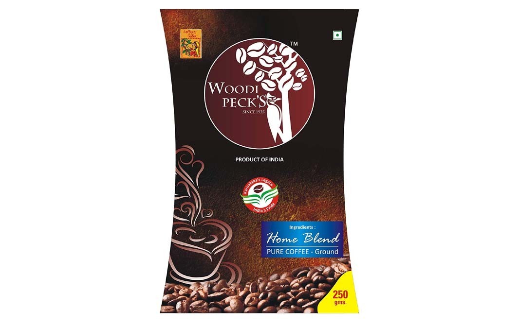 Woodi Peck's Home Blend, Pure Coffee - Ground   Box  250 grams
